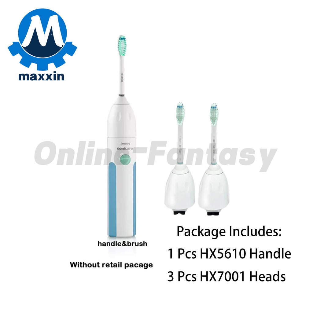 Electric Toothbrush Handle with 3 Replacement Heads - Sonic Cleaning