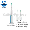 Electric Toothbrush Handle with 3 Replacement Heads - Sonic Cleaning