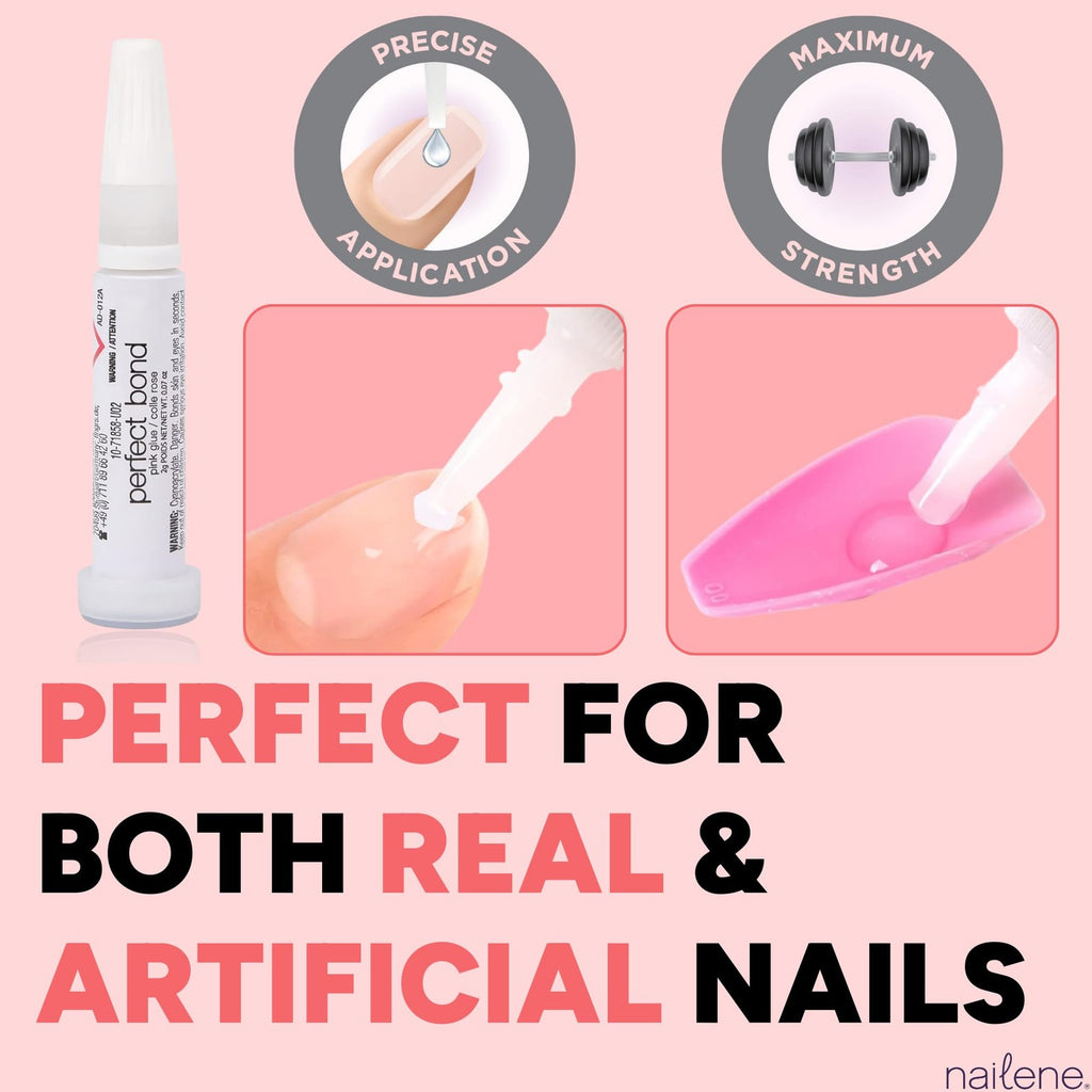 Super Strong Nail Glue - Clear, Quick Dry, 2 Tubes for Natural & Artificial Nails