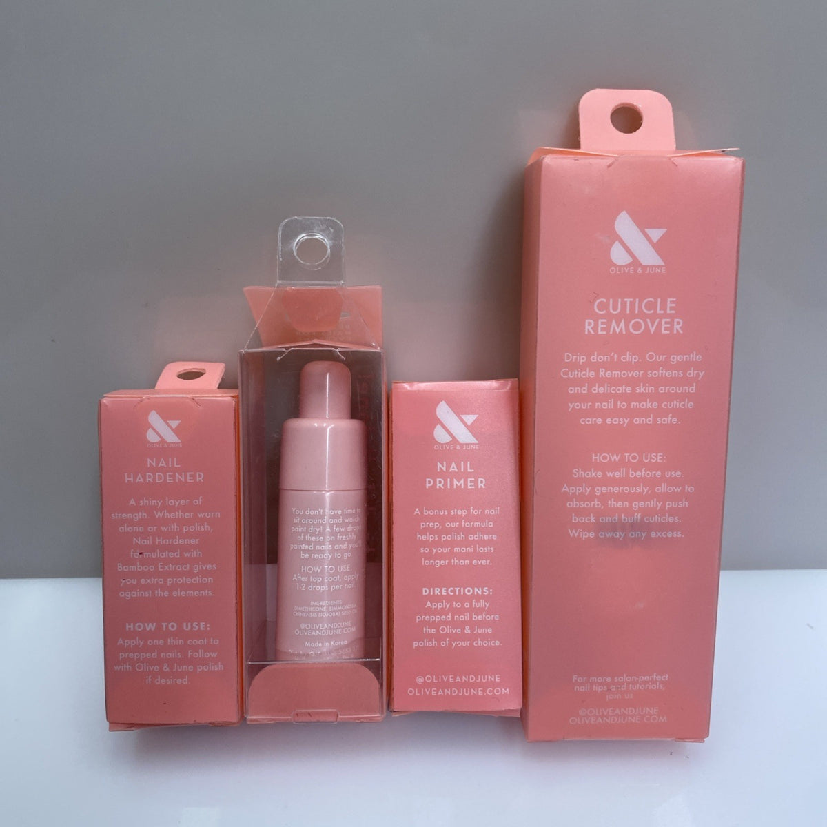 Olive & June Nail Care Kit with Primer, Drops, Cuticle Remover & Hardener