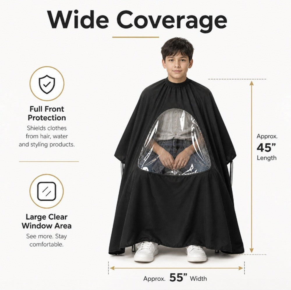Hair Cutting Cape with Viewing Window for Salon & Barber Use
