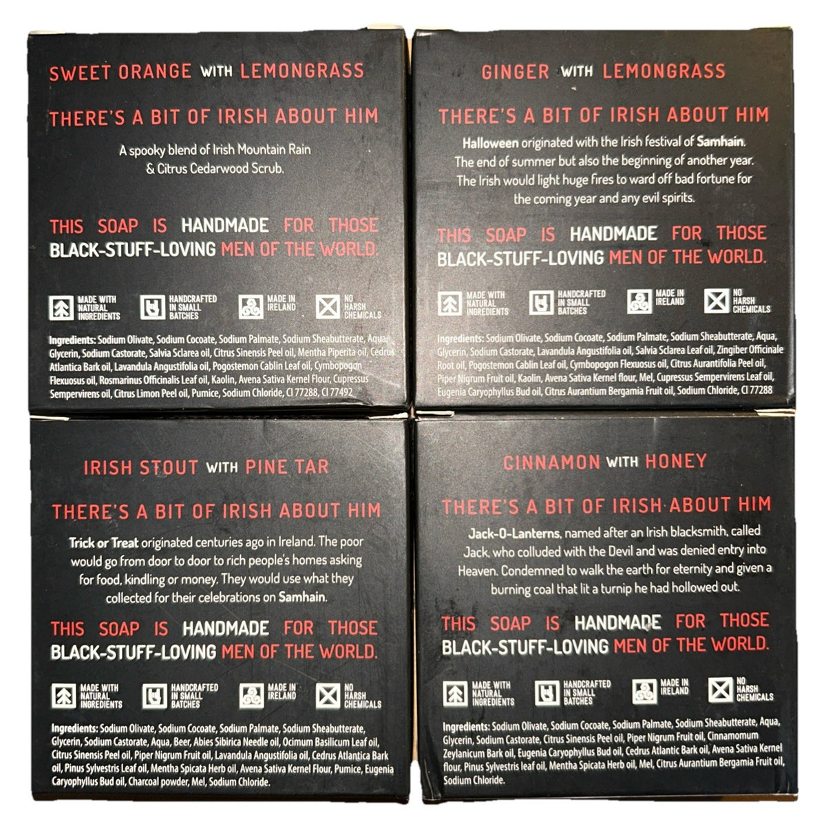 Set of 4 Irish Natural Bar Soaps - Limited Edition Handmade Irish Soap