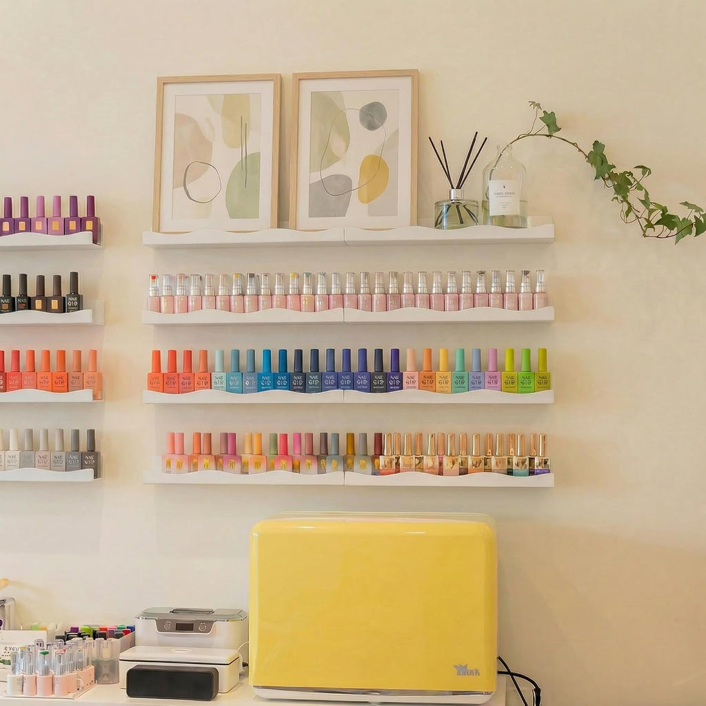 Wall Mounted Nail Polish Rack Acrylic Organizer 6 Pack, Holds 60-90 Bottles