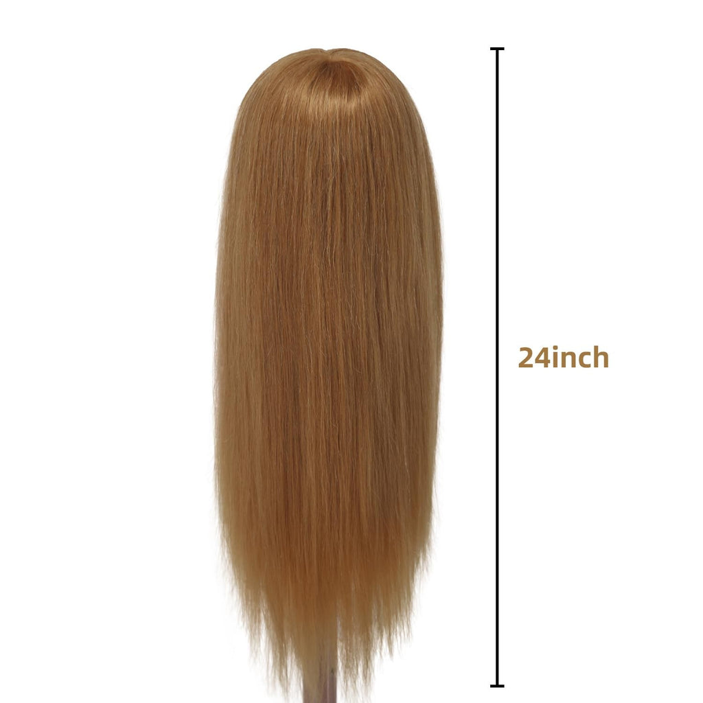 Human Hair Mannequin Head for Hair Styling - 24-26 Inch Straight Light Brown
