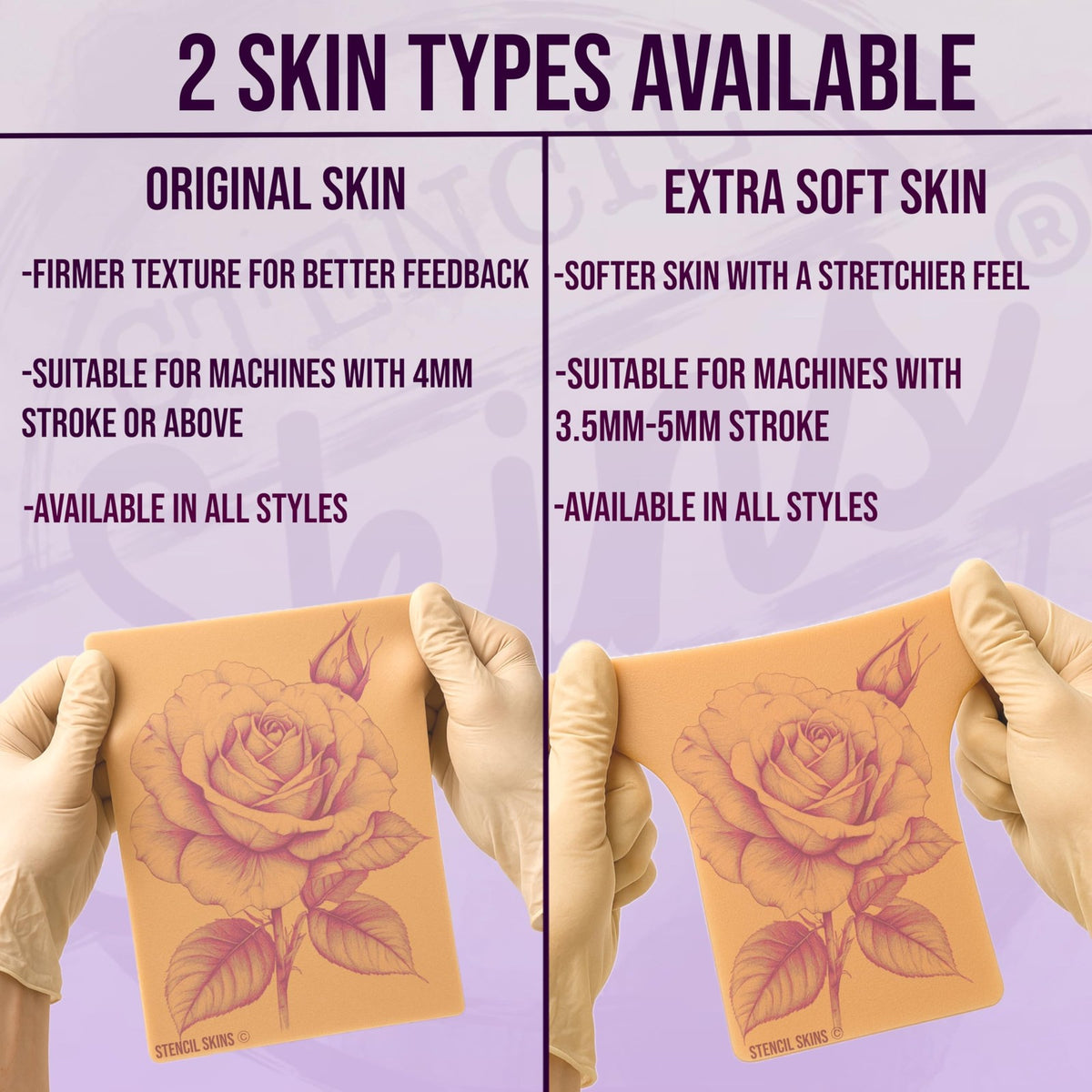 Tattoo Practice Skins 5 Pack - Pre-Printed 3mm Silicone Skin for Tattooing with Free Tutorial