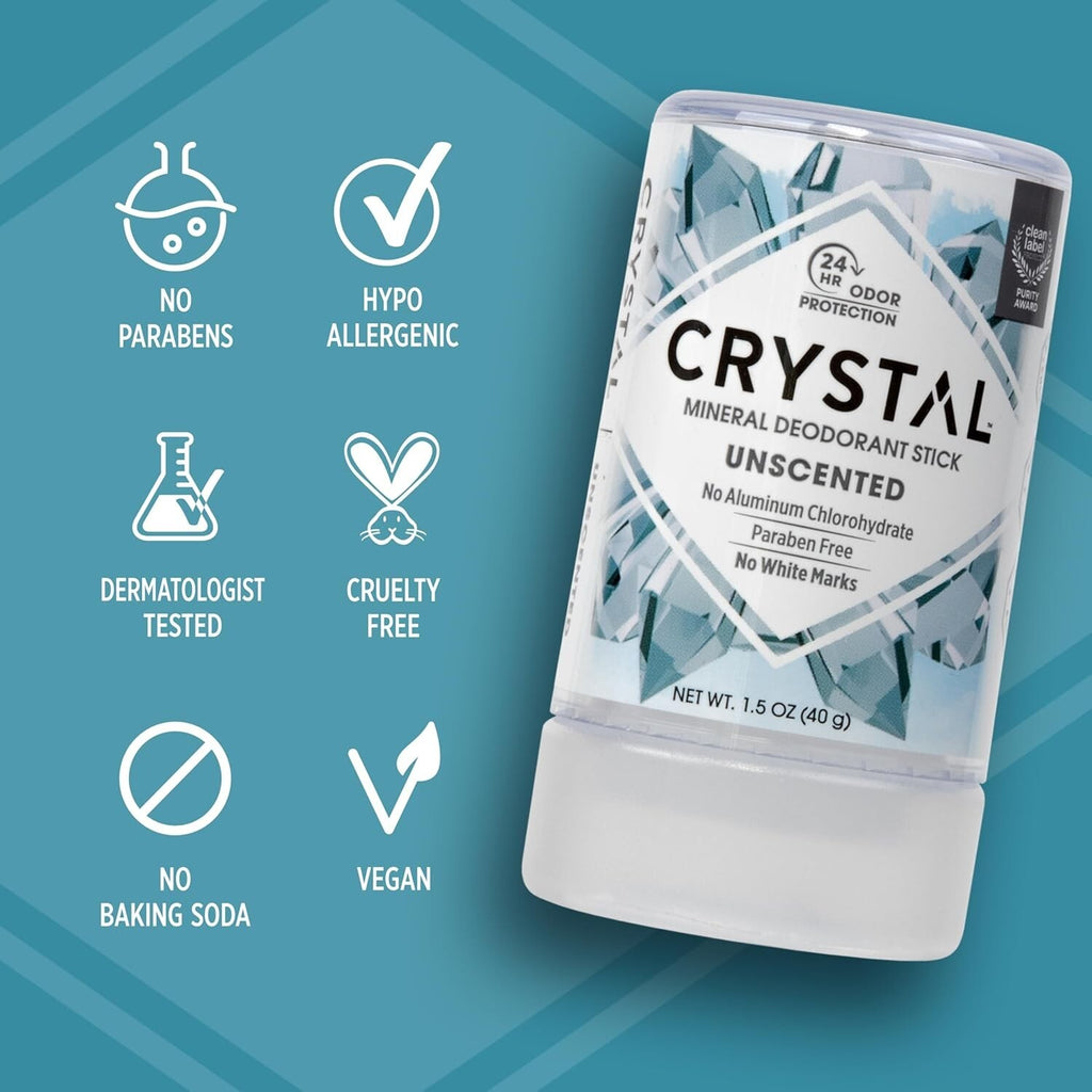 Crystal Mineral Deodorant Stick Travel Size - 1.5 Ounce Natural Odor Protection