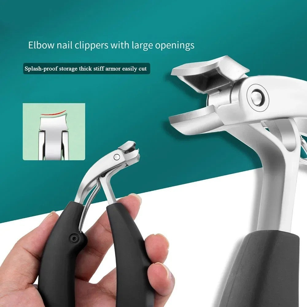 Heavy Duty Long Handle Toenail Clippers for Seniors - Curved Stainless Steel Nail Trimmers