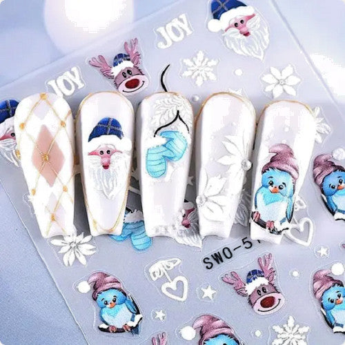 Christmas Nail Art Stickers - 5D Holiday Nail Decals for Festive Nails
