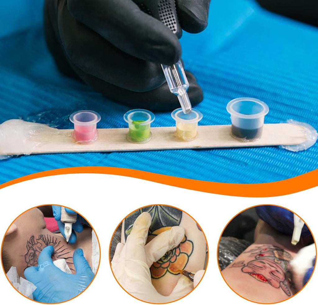 300 Pack Tattoo Ink Cups - 3 Sizes, Plastic Ink Caps for Pigments & Makeup