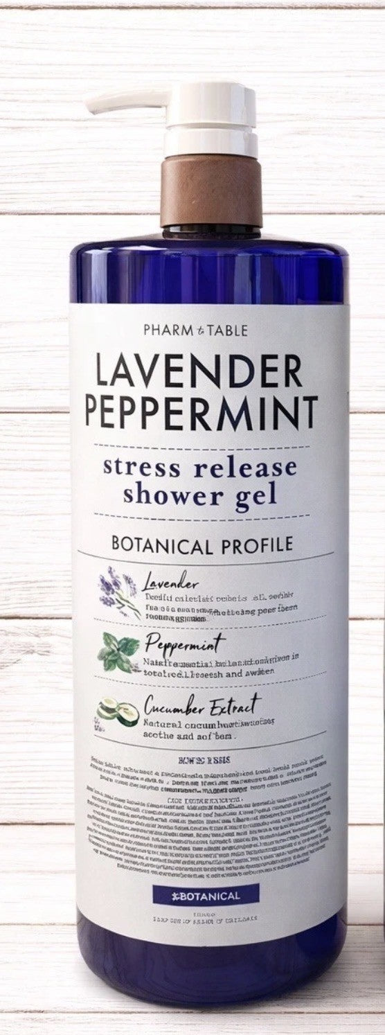 Lavender Peppermint Stress Relief Shower Gel - 32 oz Large Body Wash