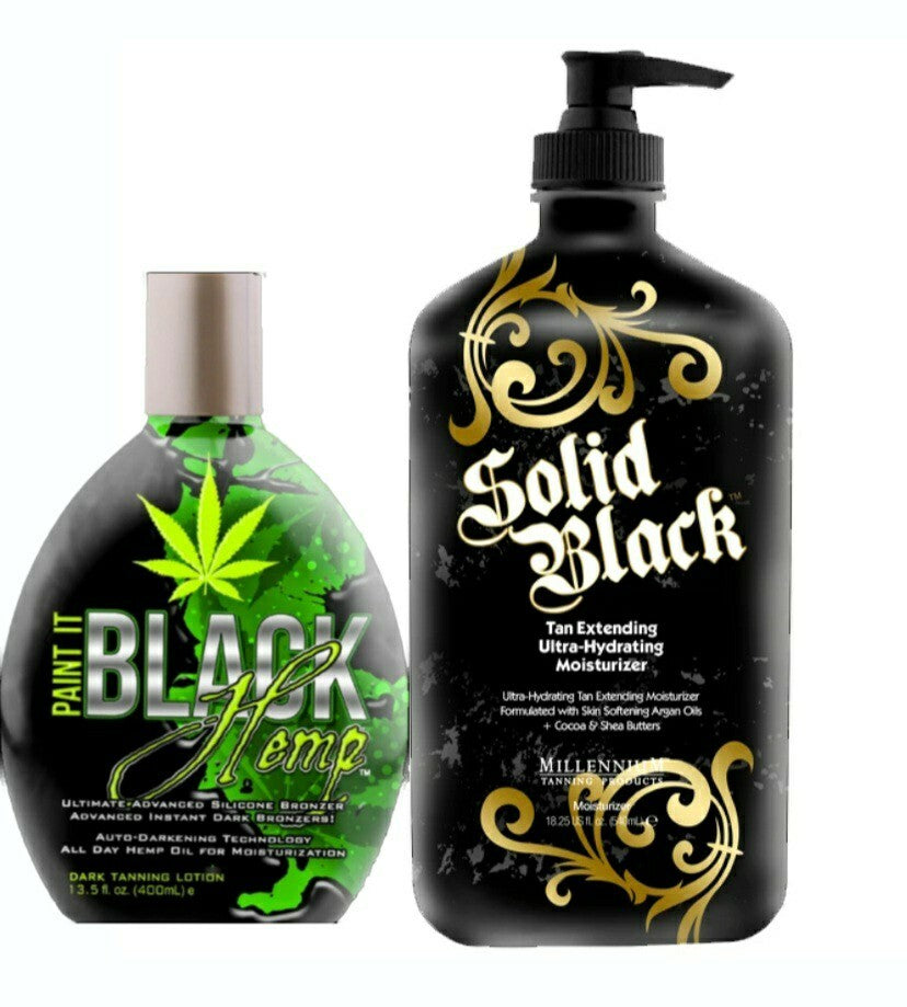Dark Bronzer & Tan Extender Duo Set - Hemp & Black Solid Tan Enhancer