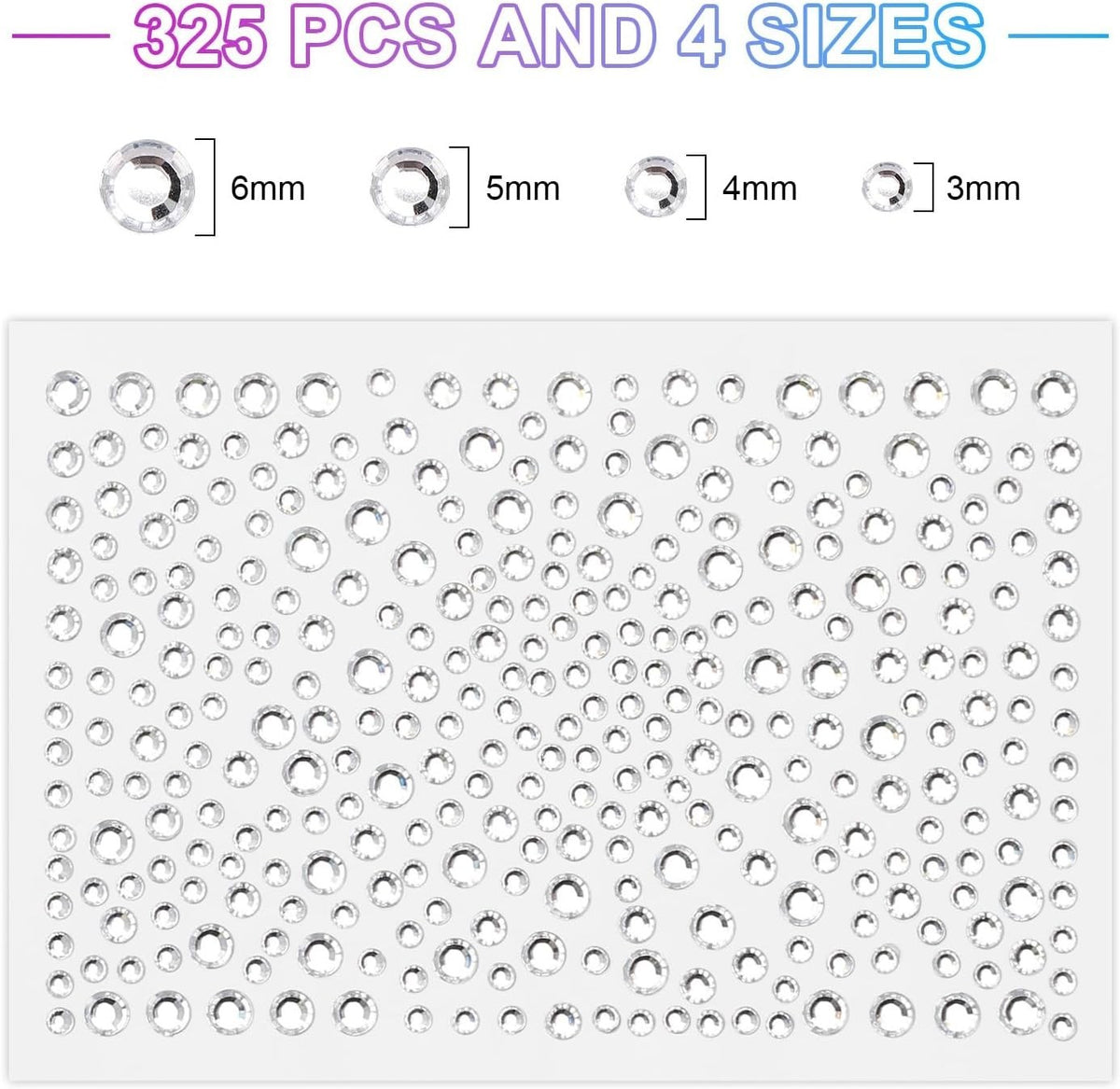 Face Gems Self-Adhesive Festival Jewels for Makeup, Hair, Nails – 2 Sheets