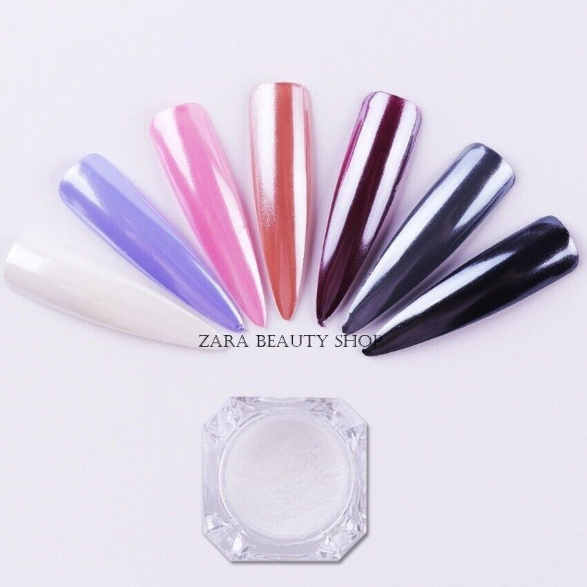 White Chrome Powder Pigment for Nail Art, Pearl Shiny Dust, 1.5g
