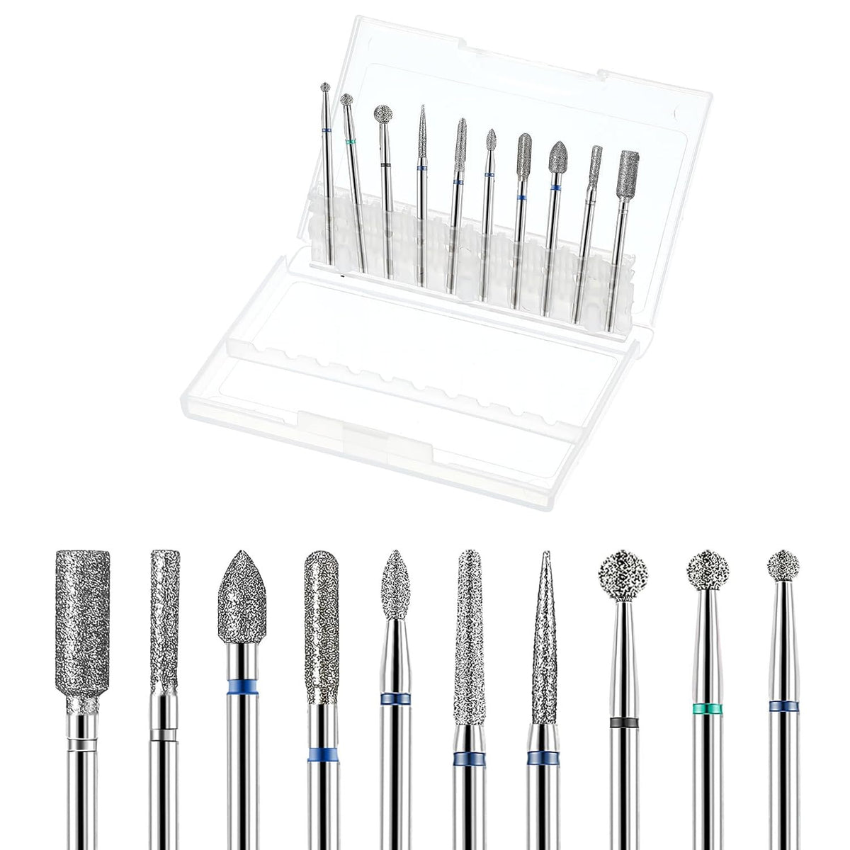 Nail Drill Bits Set - 10 Pcs Tungsten Carbide and Diamond Tips for Manicure Pedicure