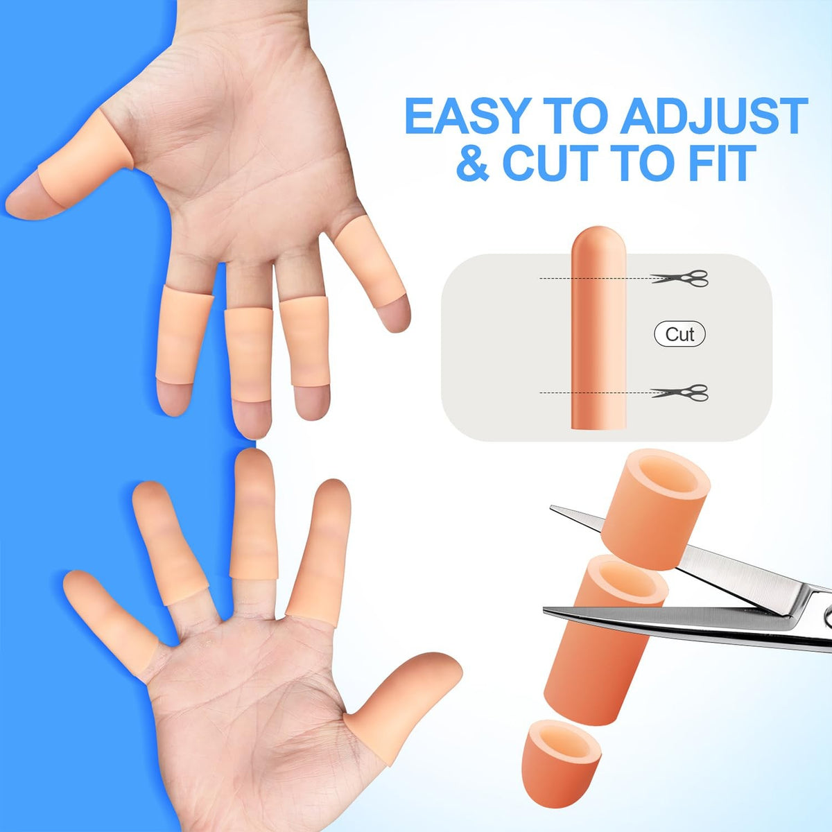 Gel Finger Protectors Set 20 Pcs Silicone Fingertip Covers for Pain Relief & Skin Care