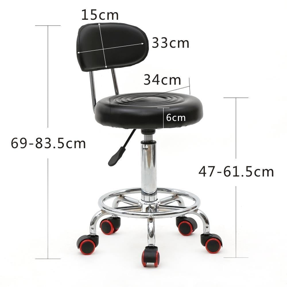 PU Leather Salon & Barber Swivel Stool with Backrest - Adjustable Office Chair