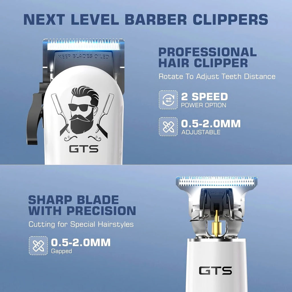 Professional Cordless Hair Clipper & Beard Trimmer Set with Accessories