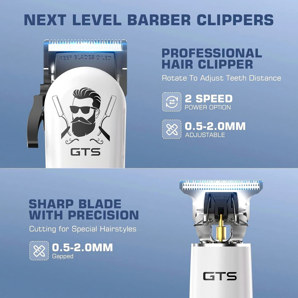 Professional Cordless Hair Clipper & Beard Trimmer Set with Accessories
