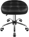 Height Adjustable Oval Rolling Stool with Wheels for Salon Spa Black
