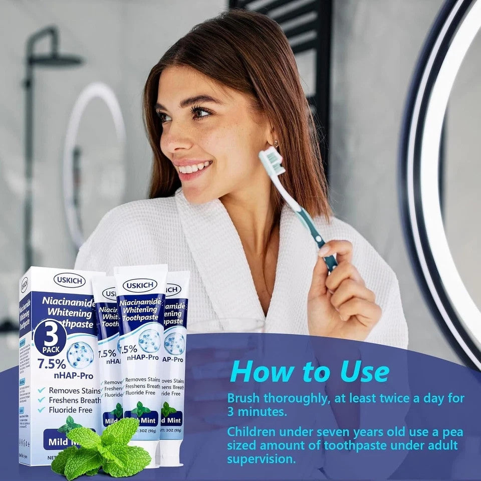 Nano-Hydroxyapatite Whitening Toothpaste 3 Pack - Gentle Enamel Care & Fresh Breath