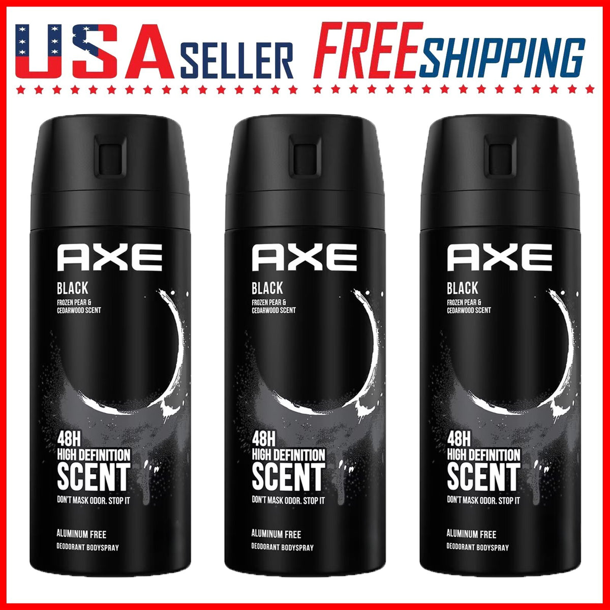 Men's Deodorant Body Spray with Pear & Cedarwood - 150ml x 3 Pack