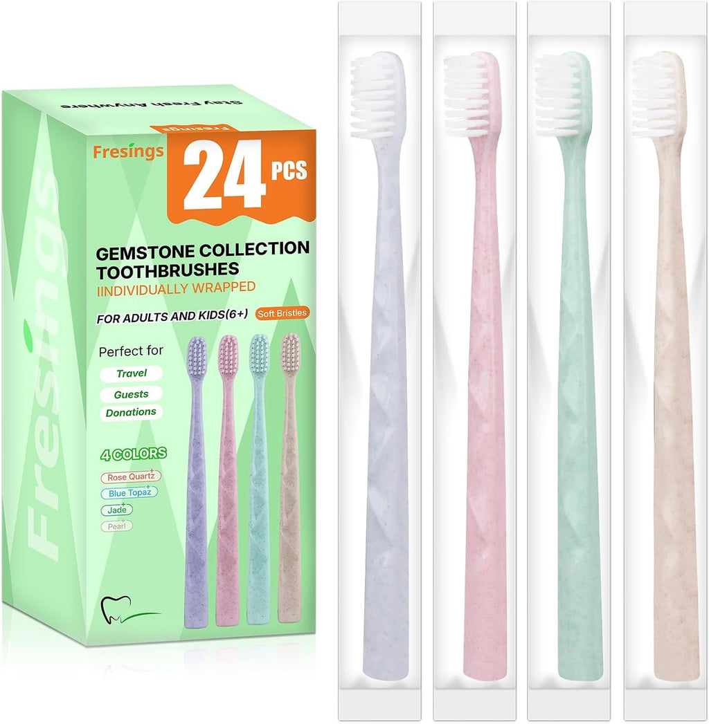 Disposable Hotel & Travel Toothbrush Set with Soft Bristles - 4 Colors, Hygienic Sealed Guest Amenities