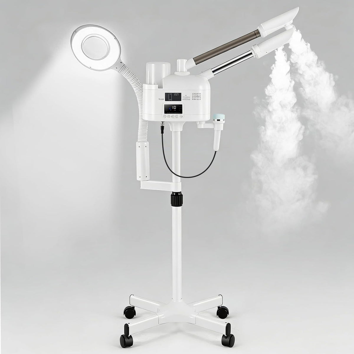 Portable 4-in-1 Facial Steamer with LED Magnifying Lamp Hot Cold Skin Spa
