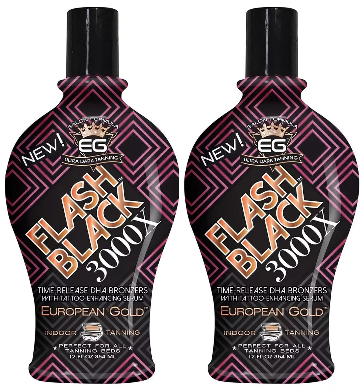 European Gold Flash Back 3000X Bronzer Indoor Tanning Lotion - 2-Pack 12oz