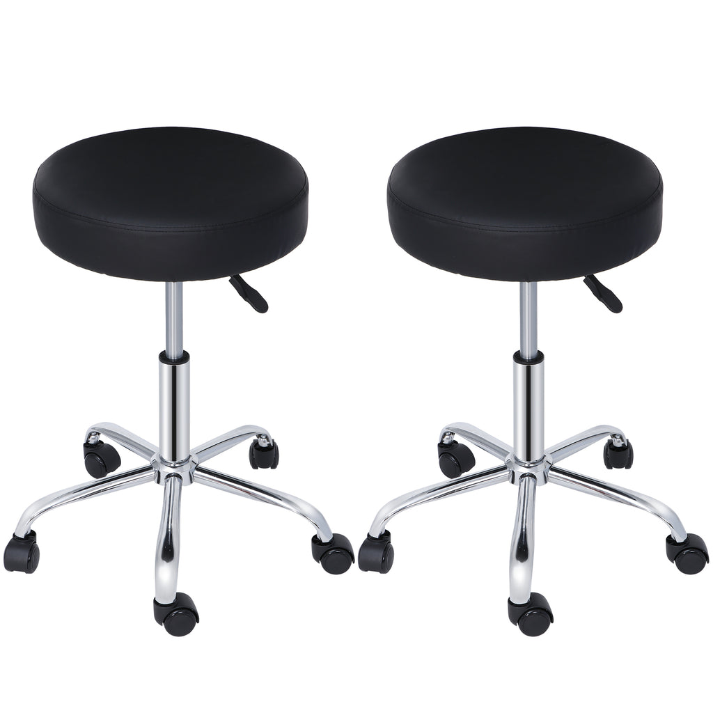 Adjustable Height Swivel Salon & Spa Stool with Thick Faux Leather Padding