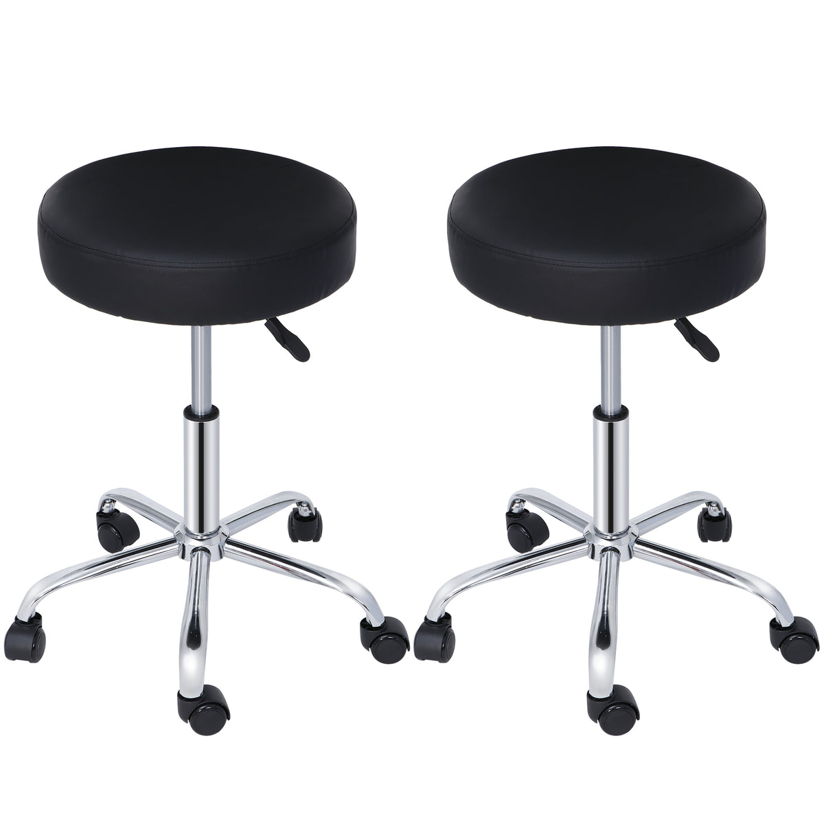 Adjustable Height Swivel Salon & Spa Stool with Thick Faux Leather Padding