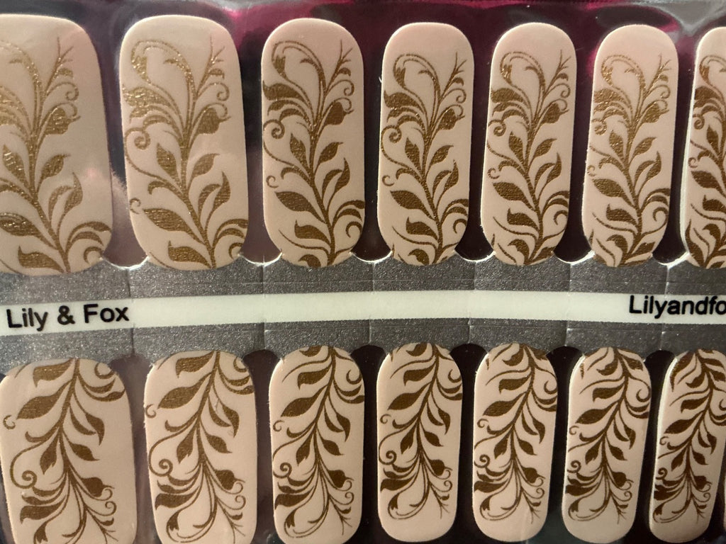 Nail Polish Strips 16 Count - Golden Wishes Nail Wraps for Manicure