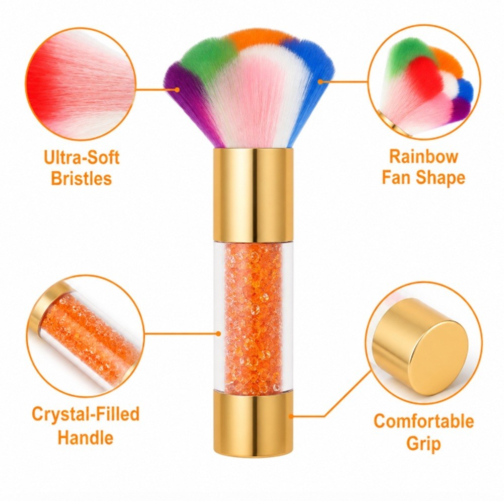 Nail Art Dust Brush for Acrylic & Gel Nails Manicure Cleanup - Kabuki Style