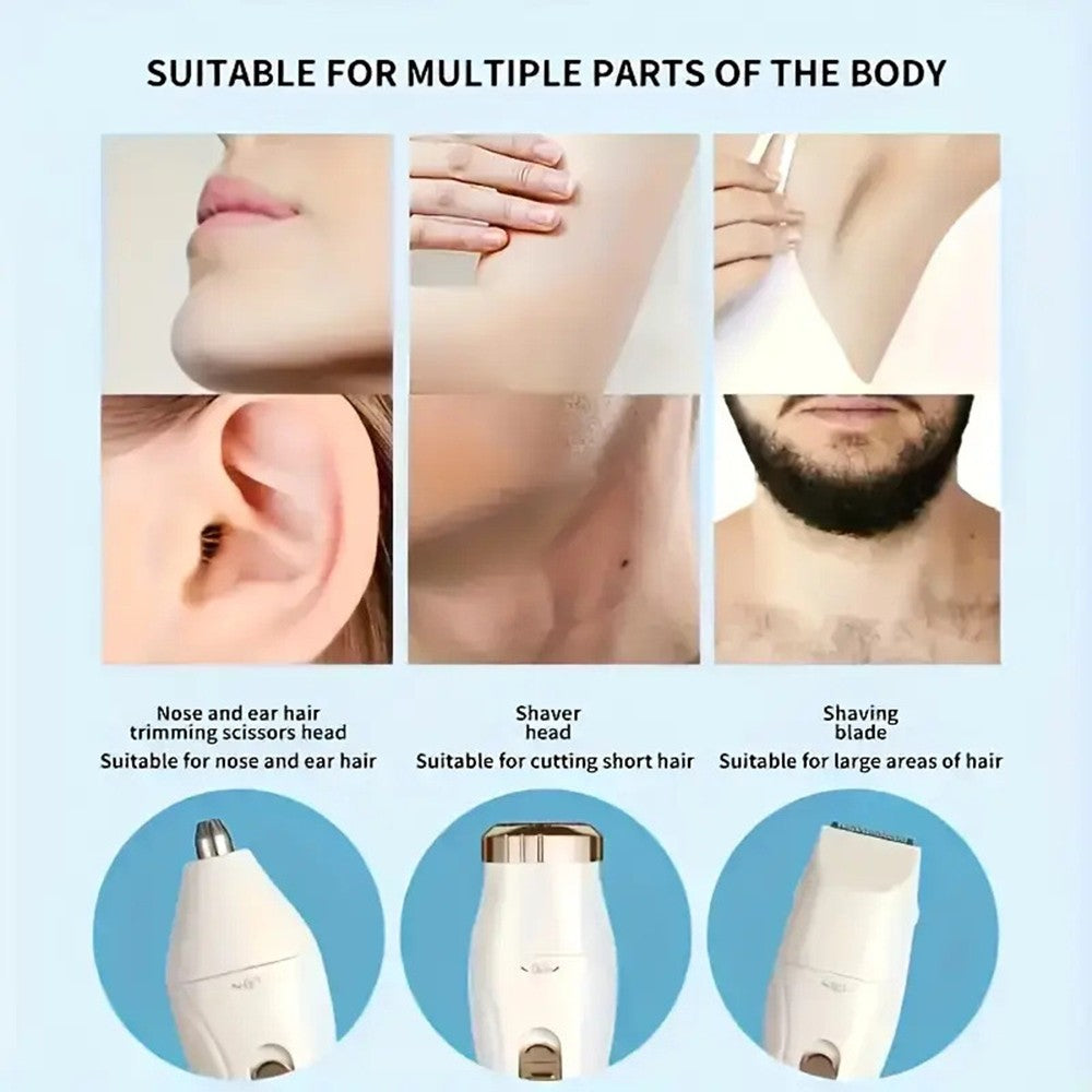 3-in-1 Electric Body Hair Removal Epilator Shaver for Painless Full-Body Grooming