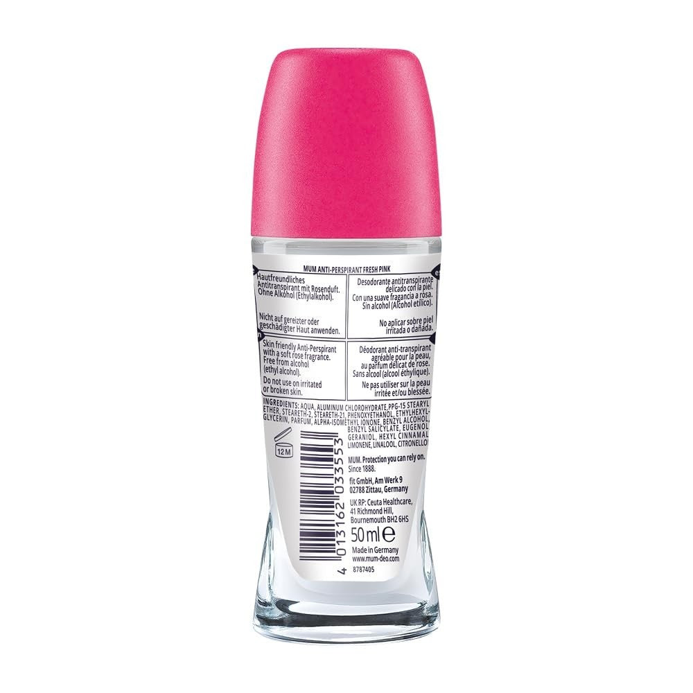 Pink Rose Roll-On Deodorant Pack of 3 - 48 Hour Antiperspirant & Skin-Friendly
