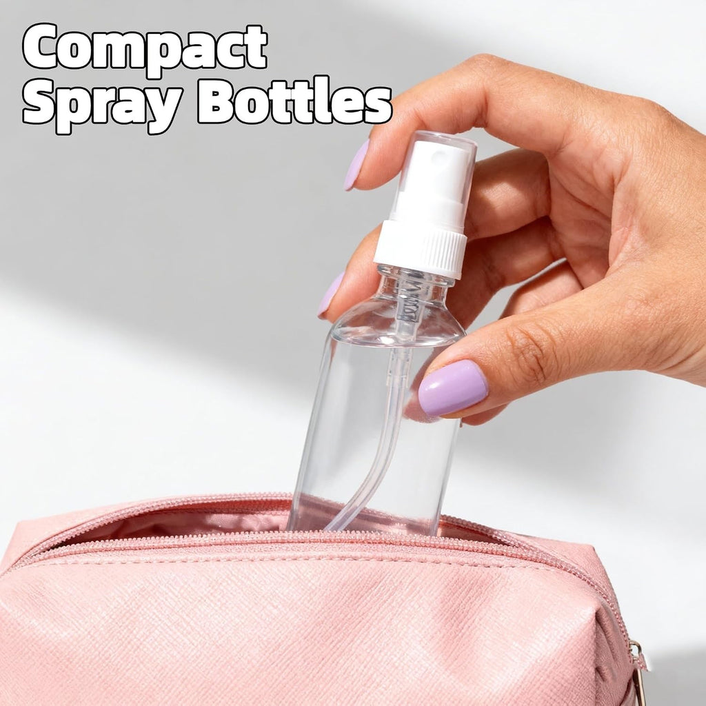 4 Pack 2oz Clear Glass Spray Bottles with Fine Mist Atomizer for Personal Care and Household Use