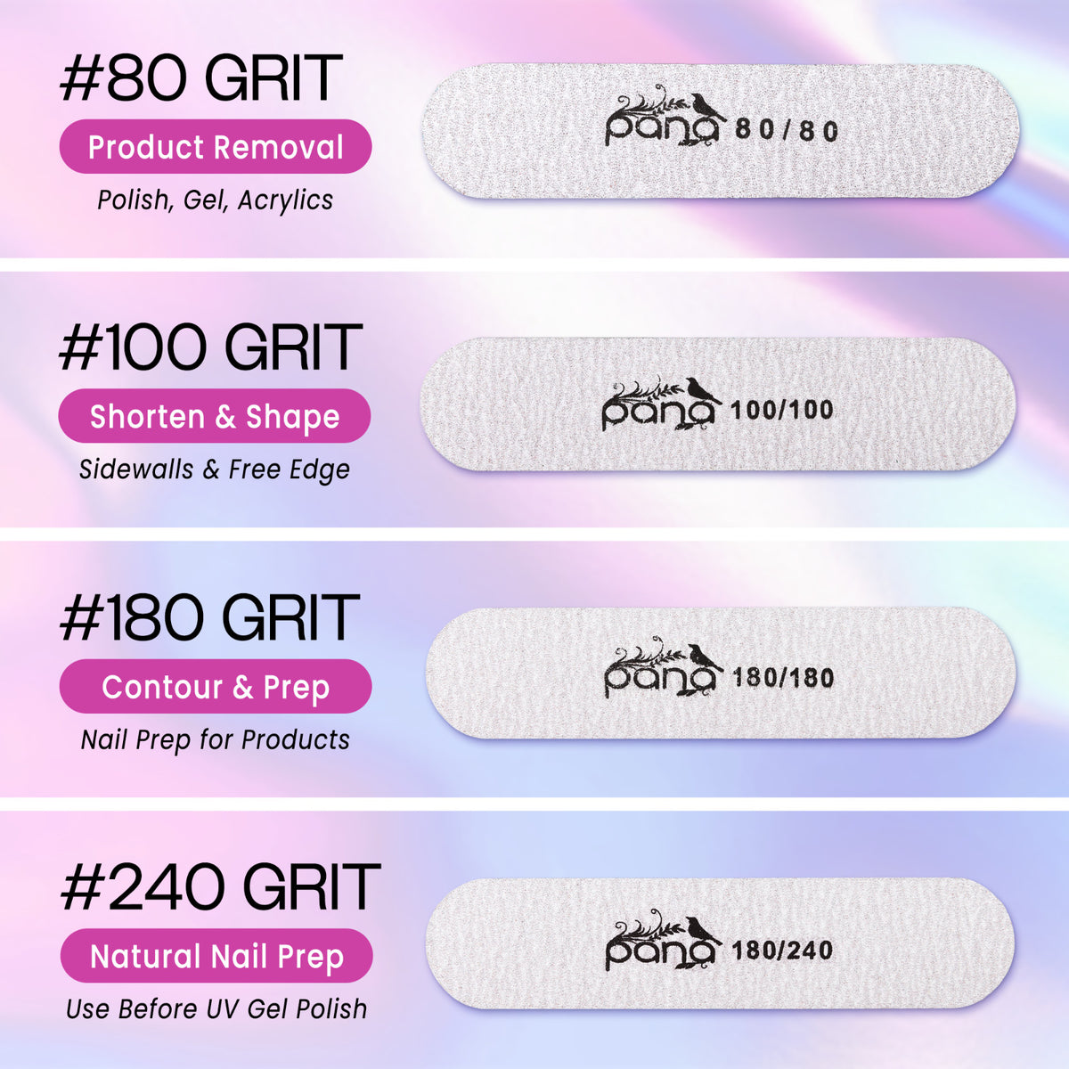 Mini Double-Sided Nail Files Set for Manicures & Nail Prep - Reusable Emery Boards
