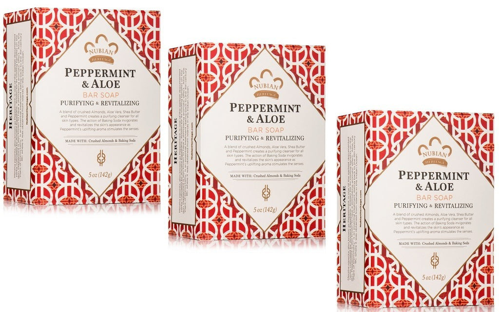Peppermint & Aloe Bar Soap Pack of 3 - Natural Nourishing Skin Care