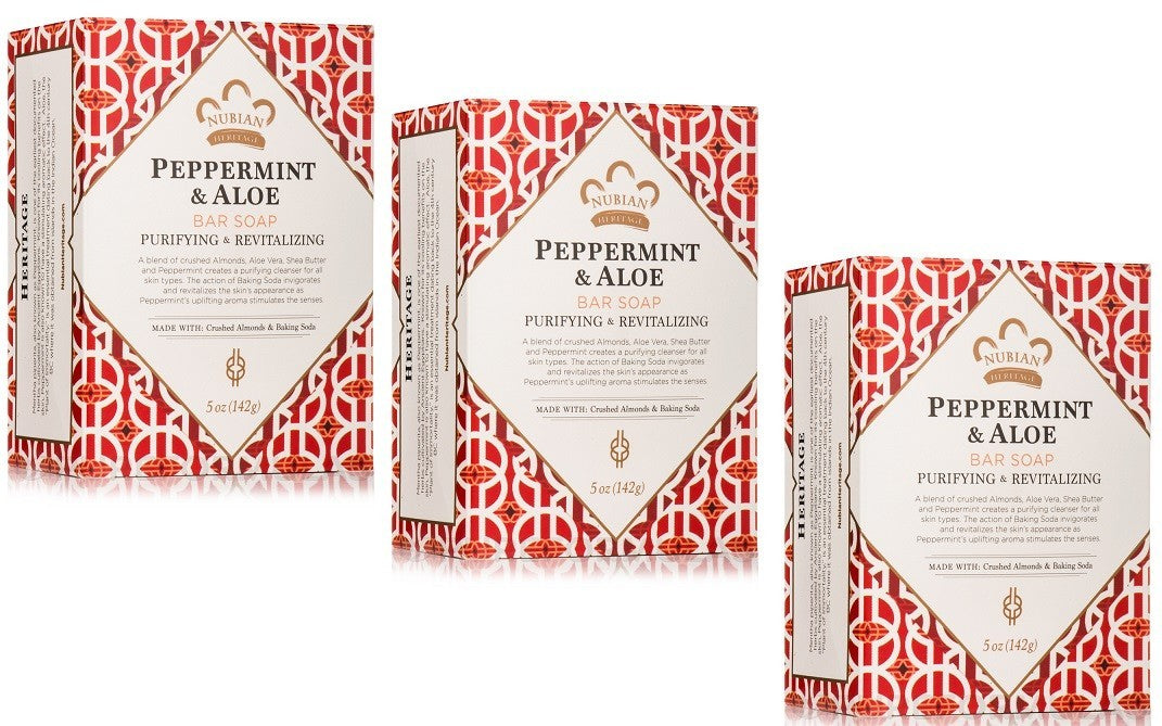 Peppermint & Aloe Bar Soap Pack of 3 - Natural Nourishing Skin Care