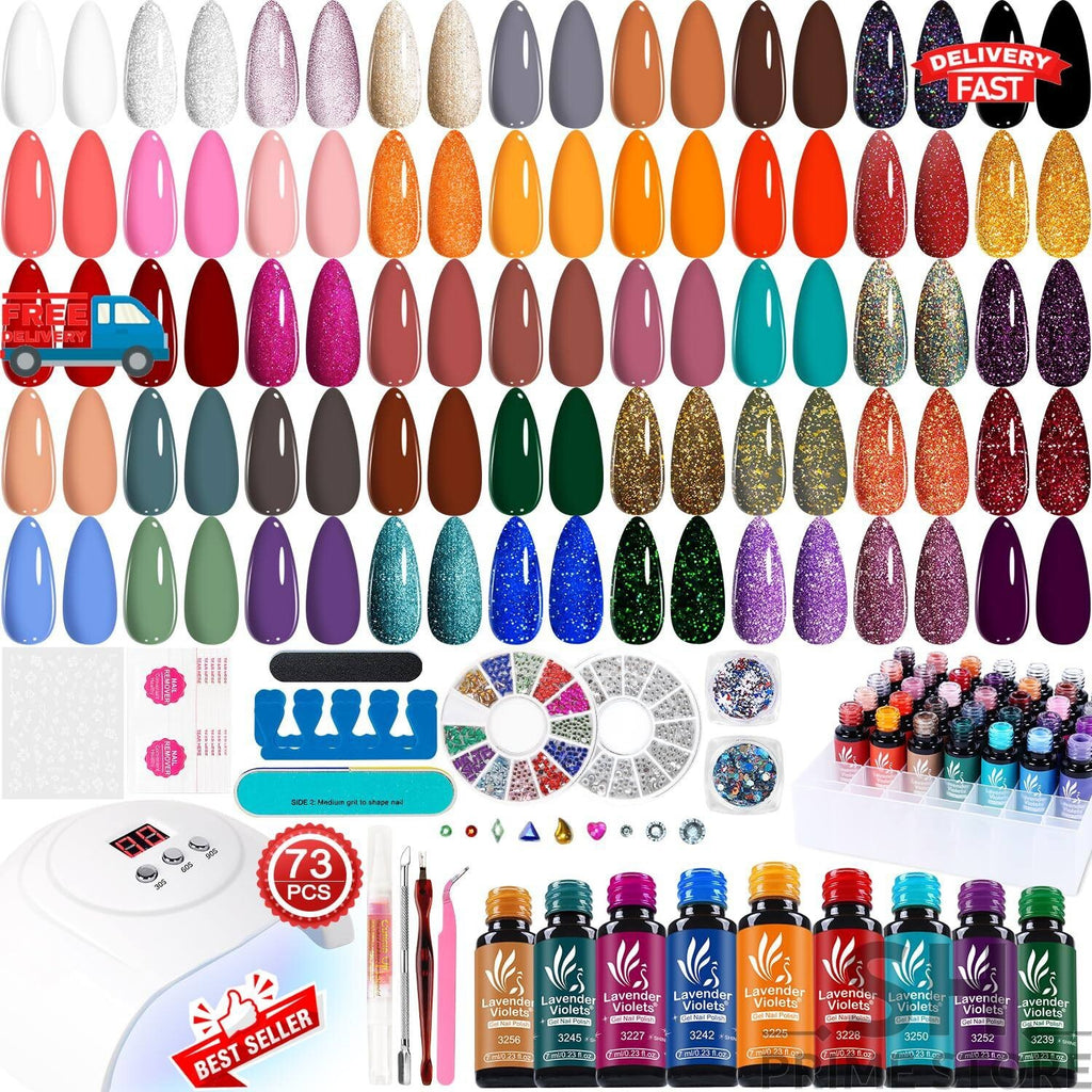 Gel Nail Polish Kit with UV Lamp and 73 Pieces for Professional Manicure