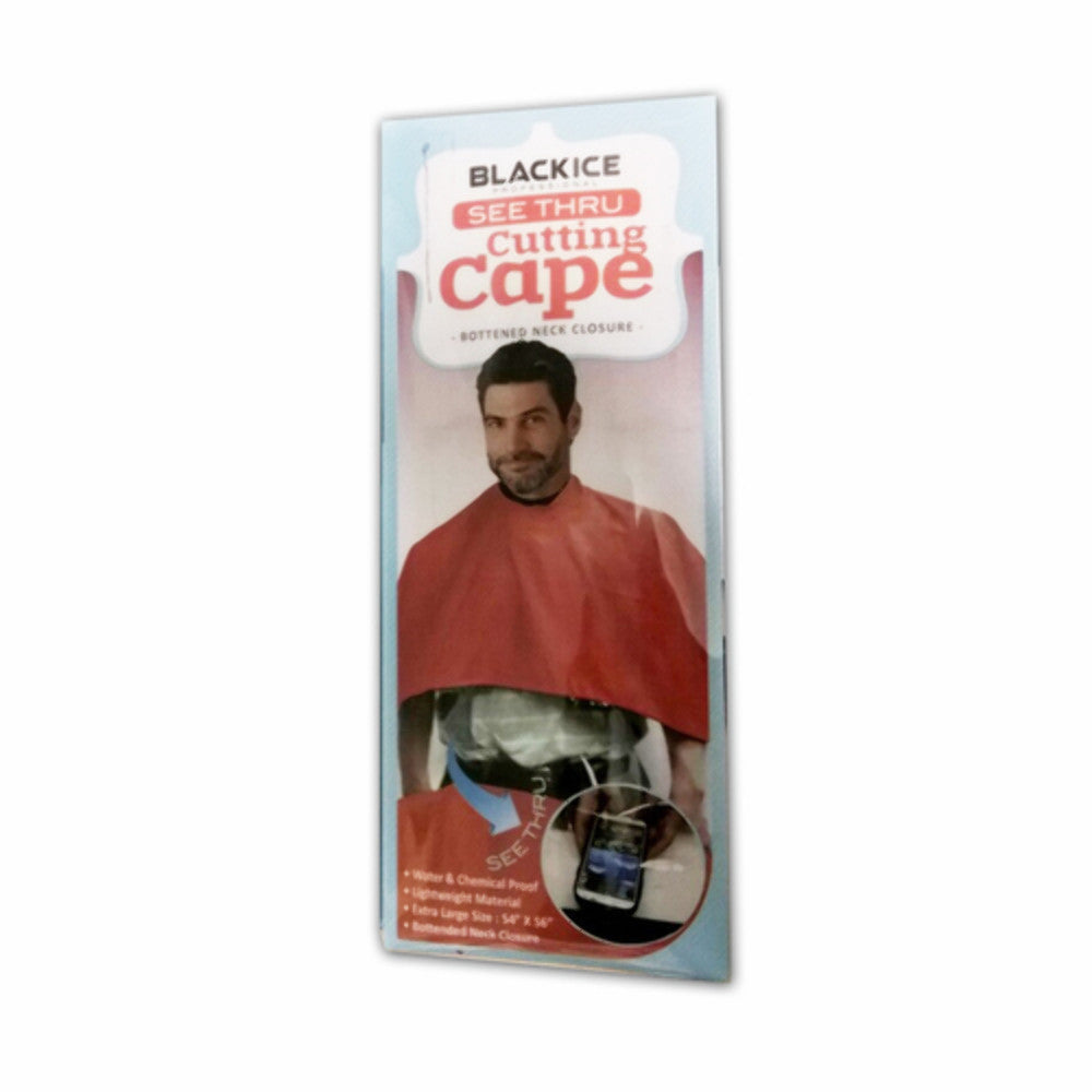 Black Ice See Thru Cutting Cape Burgundy - Hairdressing Cape for Salon Use