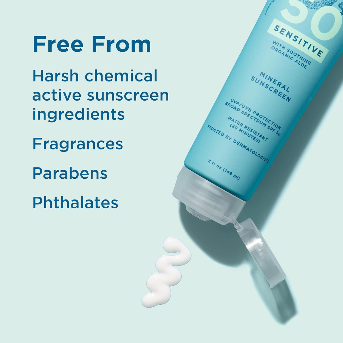 Mineral Sunscreen Lotion SPF 50 for Sensitive Skin - Broad Spectrum UVA UVB Protection 5 fl oz