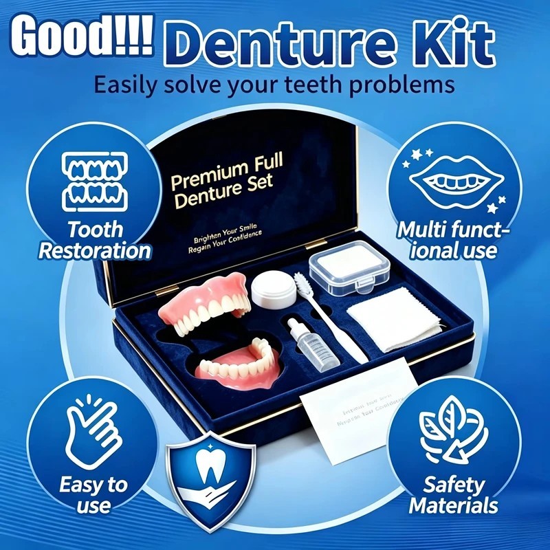 Silicone Denture Cosmetic Teeth Set Upper & Lower for Costume & Photography