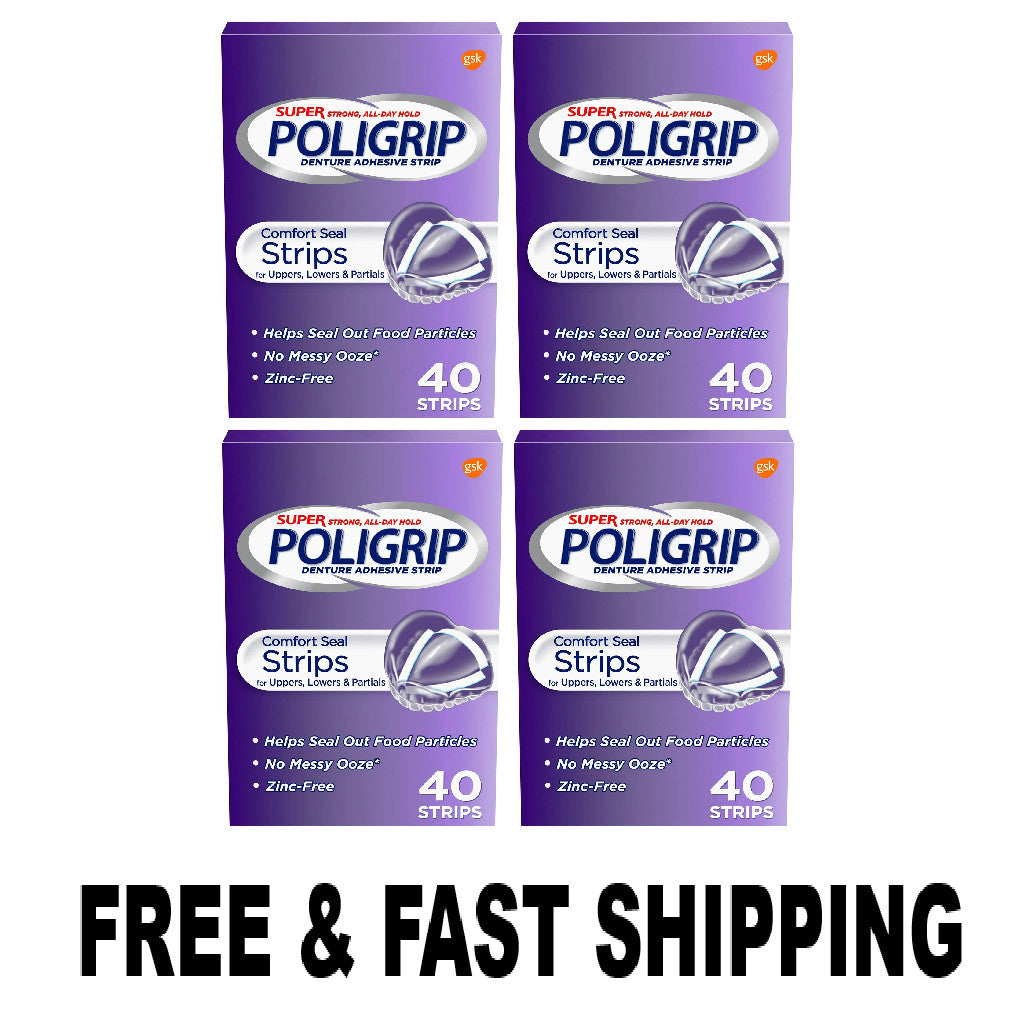Denture Adhesive Strips Pack of 4 - Strong 12-Hour Hold, Zinc-Free, Easy Application
