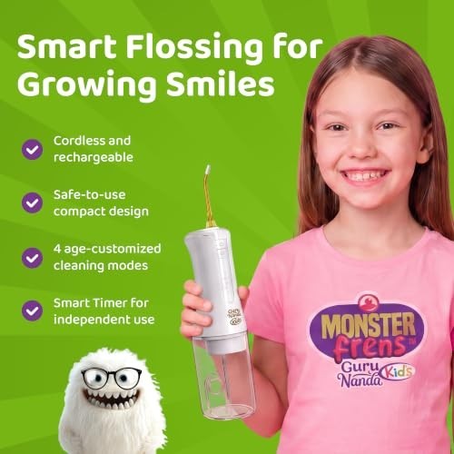Kids Cordless Water Flosser with 200ml Tank 4 Modes Braces Friendly