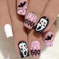 Ghostface Full Cover Nail Tips Set - Medium Length Halloween Press-On Nails with Glue