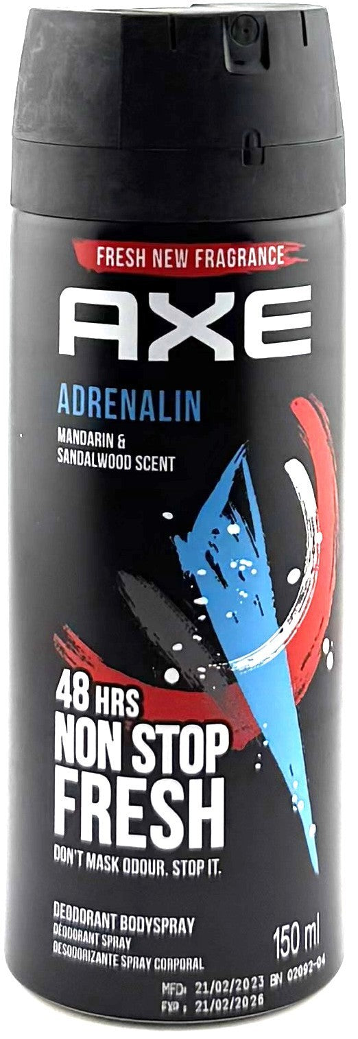 Men's Deodorant Body Spray 2 Pack - AXE Adrenalin, 150ml/5.07oz