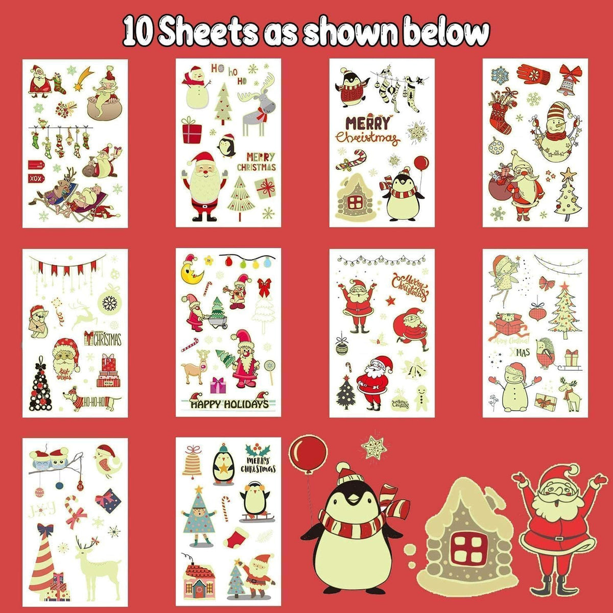 Christmas Temporary Tattoos for Kids - Fun Stocking Stuffers & Party Favors