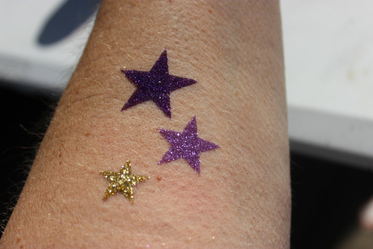 Three Stars Glitter Tattoo Stencils Pack – 20 One-Time Use Stencils