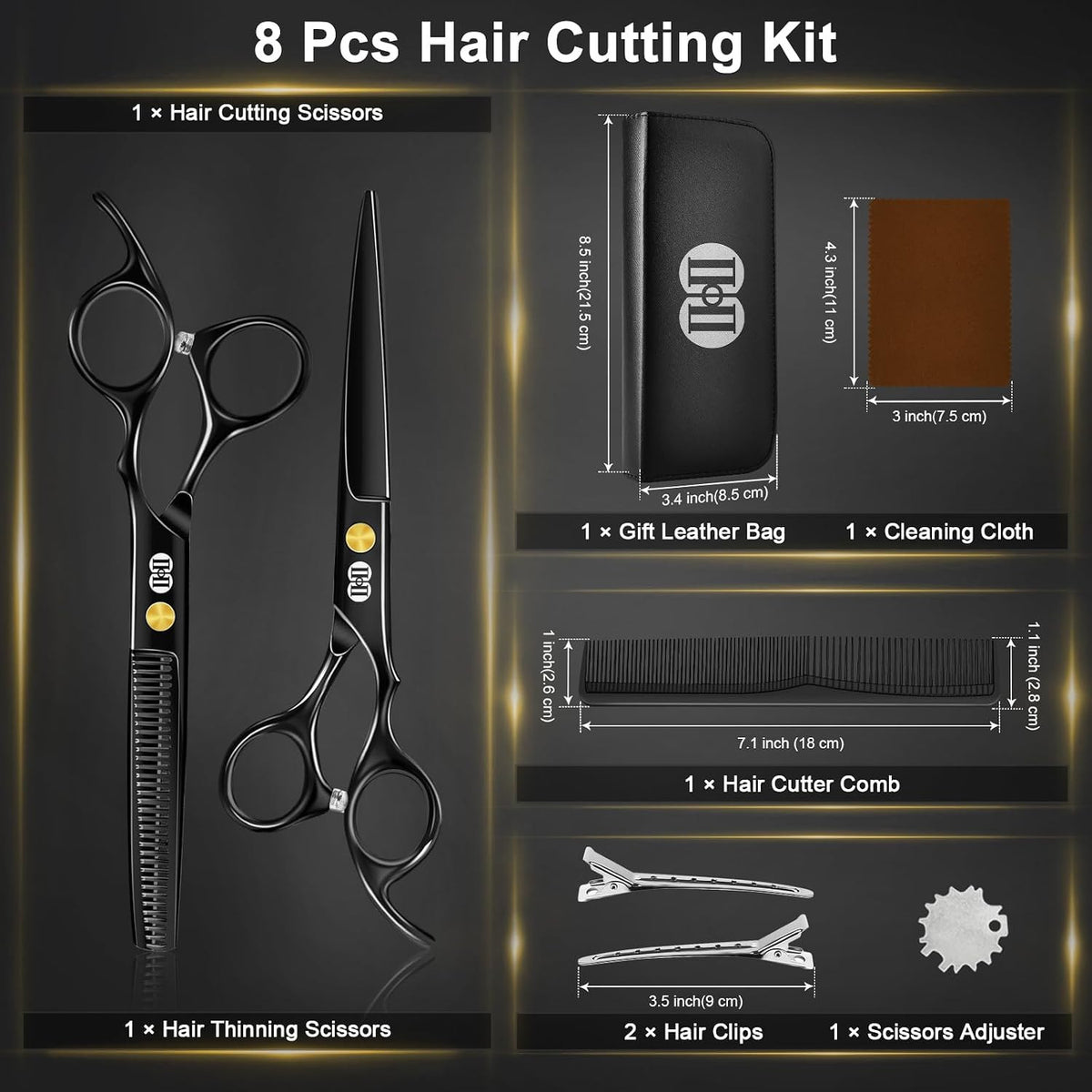 Professional Hair Cutting Scissors & Thinning Shears Kit - 6.7 Inch