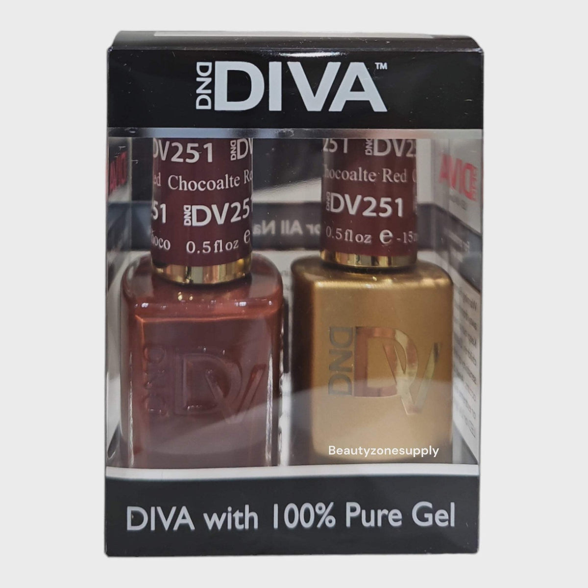 DND Diva Duo Gel & Lacquer Nail Polish 251 Chocolate Red Set